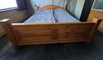 Grenen Tweepersoonsbed 180x210, Ophalen, Gebruikt, Bruin, Tweepersoons