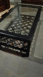 Zwarte glazen salontafel 138x74 – strak design, Ophalen, Gebruikt, 100 tot 150 cm, 50 tot 100 cm