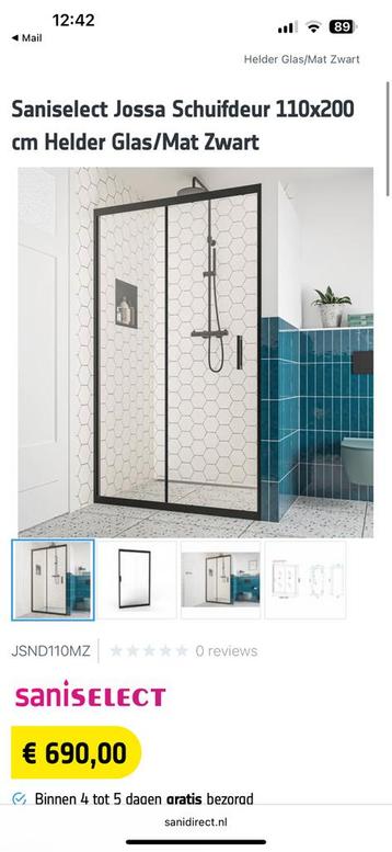 1 glazen douche deur (Saniselect Jossa) beschikbaar voor biedingen