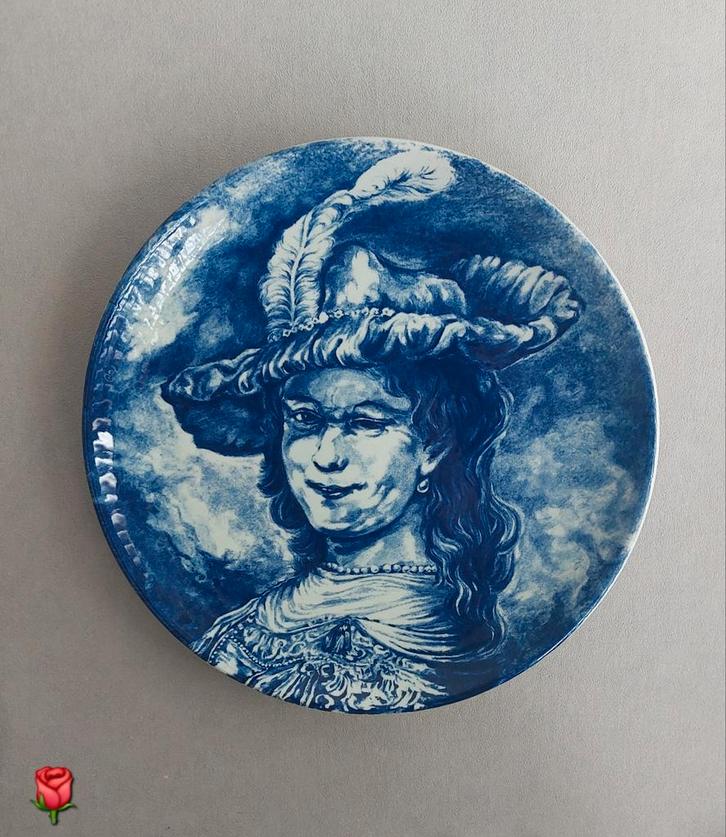 Boch La Louvière Delfts blauw wandbord Saskia Uylenburgh, Antiek en Kunst, Antiek | Wandborden en Tegels, Ophalen of Verzenden