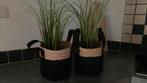 2 ronde rieten mandjes zwartmet ecru, Minder dan 30 cm, Minder dan 60 cm, Rond, Ophalen of Verzenden