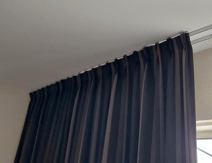 Kamerhoge verduisterende gordijnen, antracietgrijs streep, Huis en Inrichting, Stoffering | Gordijnen en Lamellen, Zo goed als nieuw