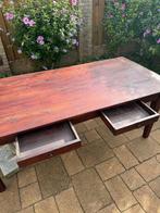 Eetkamertafel met 6 leren stoelen, Ophalen, Gebruikt, Rustiek, 6 tot 8 stoelen