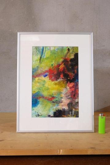 Abstract schilderij expressieve stijl  mooi ingelijst beschikbaar voor biedingen