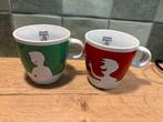 Douwe egberts mok design people groen en rood, Ophalen of Verzenden, Zo goed als nieuw, Porselein, Overige typen