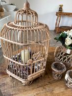 Prachtige brocante rotan rieten vogelkooi (decoratie), Ophalen of Verzenden, Zo goed als nieuw