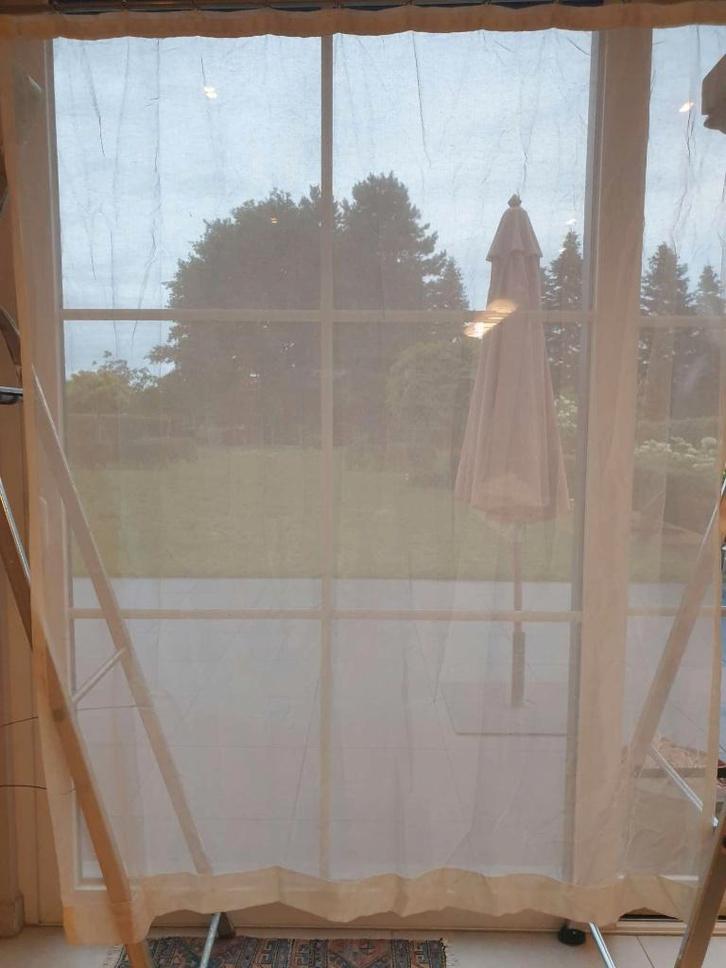 3x glasgordijn gordijn ecru B 135 x H 160 cm, Huis en Inrichting, Stoffering | Gordijnen en Lamellen, Gebruikt, 150 tot 200 cm