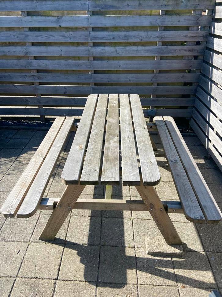 Houten Picknicktafel - Tuinmeubel, Tuin en Terras, Tuinbanken, Gebruikt, Hout, Ophalen of Verzenden