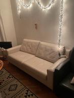 Witte leren 3-zits bank, Ophalen, Gebruikt, Driepersoons, Rechte bank