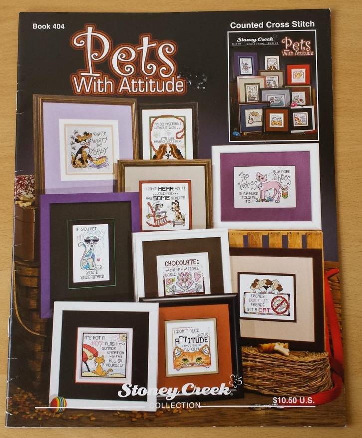 Pets with Attitude Patronen - Stoney Creek - 2008, Hobby en Vrije tijd, Borduren en Borduurmachines, Gebruikt, Patroon, Handborduren