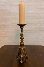 Kandelaar grote oude antieke bronzen koperen kandelaar., Ophalen of Verzenden