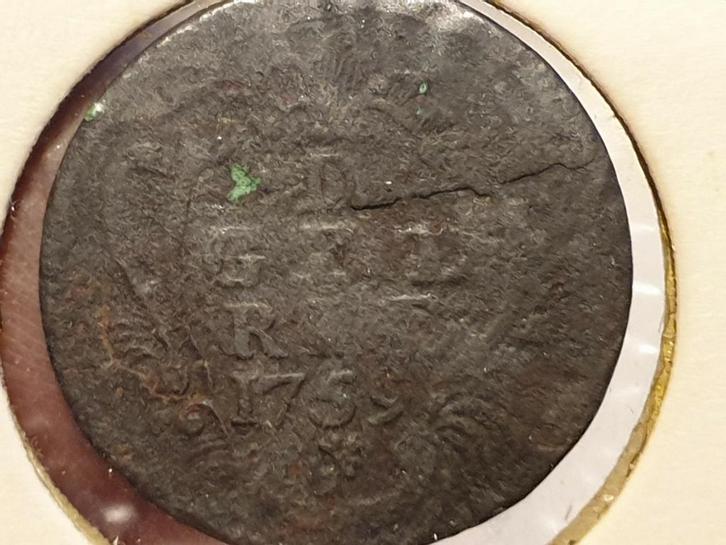 Gelria, duit 1759 (01), Postzegels en Munten, Munten | Nederland, Overige waardes, Vóór koninkrijk, Ophalen of Verzenden
