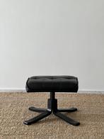 Vintage Deense zwarte ottoman, Ophalen, Zo goed als nieuw, Rond
