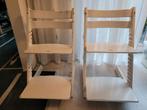 2 Stokke stoelen wit, Ophalen, Gebruikt, Meegroeistoel