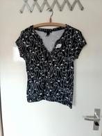 59 Zwart/wit shirtje van H&M maat S, Ophalen of Verzenden, Wit, Zo goed als nieuw, Korte mouw