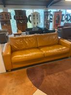 Bank leer okergeel 215cm, Huis en Inrichting, Banken | Bankstellen, Ophalen of Verzenden, Zo goed als nieuw, Leer