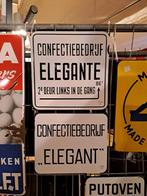 Oude emaille reclameborden Elegant confectiebedrijf, Ophalen of Verzenden