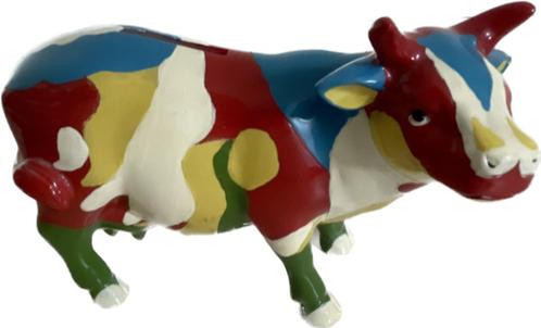 Spaarpot koe. Primaire kleuren. Lijkt op cow parade., Verzamelen, Spaarpotten, Nieuw, Dier, Kunststof, Ophalen of Verzenden