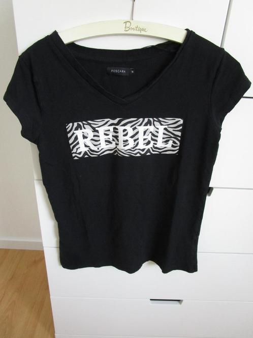 Pescara - shirt Rebel maat M, Kleding | Dames, T-shirts, Zo goed als nieuw, Maat 38/40 (M), Zwart, Korte mouw, Ophalen of Verzenden