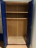 Lifetime Houten kledingkast met blauwe schuif vouw deuren, Ophalen, Met plank(en), 100 tot 150 cm, Zo goed als nieuw