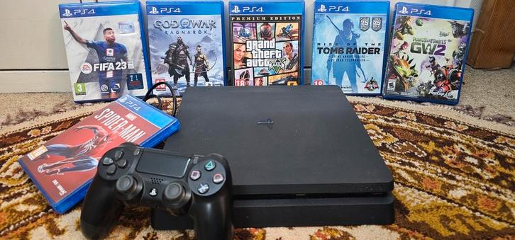 PS4 1TB met SSD + 6 Games + Controller, Spelcomputers en Games, Spelcomputers | Sony PlayStation 4, Gebruikt, Original, 1 TB, Met 1 controller