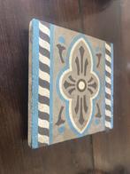 Vintage Tegel / Onderzetter Bloemmotief Blauw Grijs Antiek D, Antiek en Kunst, Ophalen of Verzenden