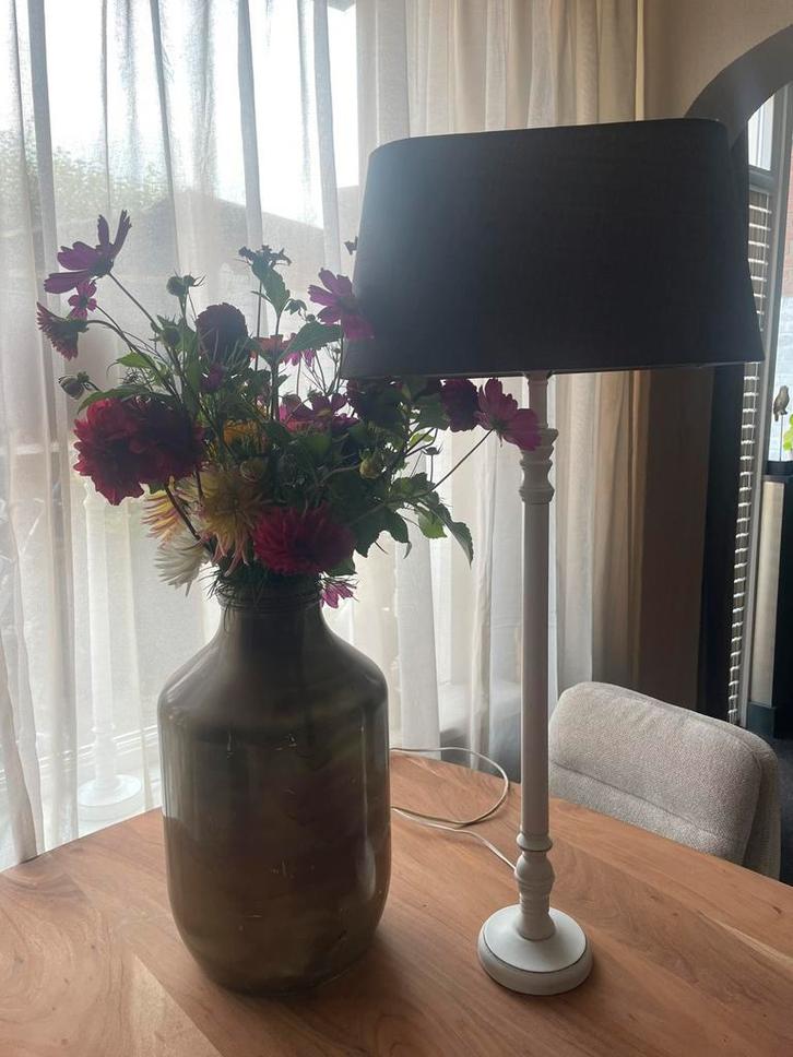 Vensterbank lamp -grote lampenvoet met grijze kap - 4 stuks, Huis en Inrichting, Lampen | Tafellampen, Zo goed als nieuw, Ophalen