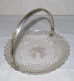 Antieke kristallen Biedermeier schaal met zilveren handvat, Antiek en Kunst, Ophalen of Verzenden, Zilver