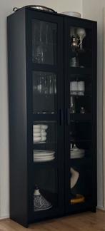 Ikea Brimnes zwarte vitrinekast (zsm ophalen), Huis en Inrichting, Ophalen, Chic, klassiek, neutraal, 50 tot 100 cm, Zo goed als nieuw