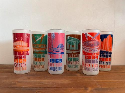 NY World's Fair 1964/65 long drink glazen - Collectors item, Antiek en Kunst, Antiek | Glas en Kristal, Ophalen of Verzenden