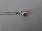 oude hanger aurora borealis + zilveren ketting ( 492), Ophalen of Verzenden, Zilver, Hanger, Met edelsteen
