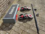 bodypump set Reebok zwart rood + step, Sport en Fitness, Ophalen, Zo goed als nieuw, Benen, Halterset