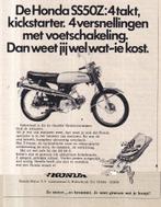 Retro reclame 1979 Honda SS50Z brommer kickstarter, Ophalen of Verzenden, Huis en Inrichting
