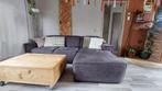 Zelfgemaakte eiken salontafel op wieltjes, Ophalen, Gebruikt, 100 tot 150 cm, Eikenhout