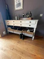 Sidetable in massief notenhout. Wit geverfd., Ophalen, Gebruikt, 100 tot 150 cm, Brocante