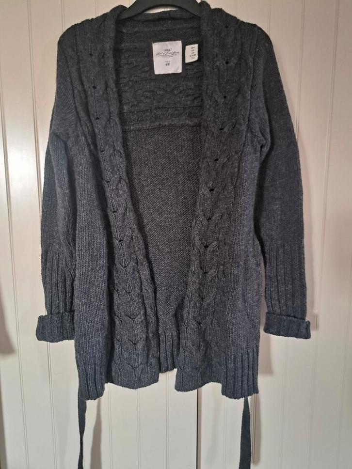 Grofgebreid donkergrijs vest van H&M, mt.M, Kleding | Dames, Truien en Vesten, Zo goed als nieuw, Maat 38/40 (M), Grijs, Verzenden