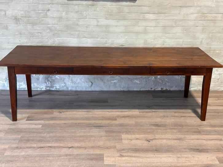 Boerentafel met 3 lades - 275 x 94 cm + 81 cm hoog, Huis en Inrichting, Tafels | Eettafels, Zo goed als nieuw, 50 tot 100 cm, 200 cm of meer