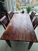 Teakhouten eetkamertafel met stoelen en salontafel, Huis en Inrichting, Tafels | Eettafels, Ophalen, Gebruikt, Koloniaal, Teakhout