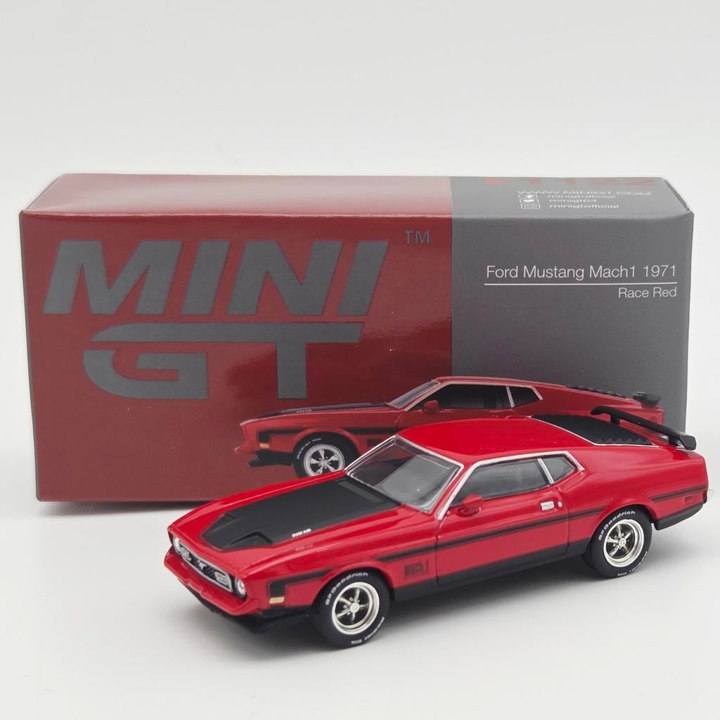 Mini GT 1971 Ford Mustang Mach 1 Race - Rood, Auto, Onbekend, Nieuw, Ophalen of Verzenden