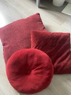 Sierkussens 3 stuks dieprood, Huis en Inrichting, Woonaccessoires | Kussens, Ophalen, Zo goed als nieuw, Rood, Vierkant