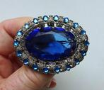 Victoriaanse broche: royale blauwe steen, ca. 1880, Sieraden, Tassen en Uiterlijk, Antieke sieraden, Ophalen of Verzenden, Overige materialen
