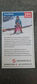 Snowworld (25%korting), Tickets en Kaartjes, Kortingen en Cadeaubonnen, Kortingsbon, Overige typen