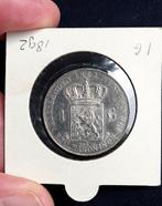 Nederlandse Gulden 1892 Koningin Wilhelmina lang haar, Postzegels en Munten, Munten | Nederland, Ophalen, 1 gulden, Zilver, Koningin Wilhelmina