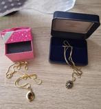 2 x vintage hanger met edelsteen aan ketting, Overige materialen, Gebruikt, Verzenden, Met edelsteen