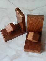 Art Deco boekensteunen van hout met kubus, Huis en Inrichting, Ophalen of Verzenden, Gebruikt