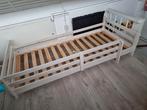 Whitewash bed met hekjes, Ophalen, 85 tot 100 cm, Gebruikt, Lattenbodem