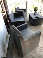 mooie bank + 2 Fautails + tafel + kussens in perfecte staat, Tuin en Terras, Tuinsets en Loungesets, Ophalen, 5 zitplaatsen, Kunststof