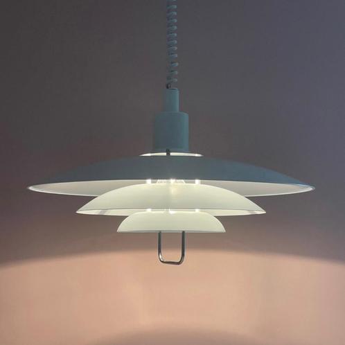 witte XL Deense LAMP + trekpendel vintage ala Poulsen retro, Huis en Inrichting, Lampen | Hanglampen, Gebruikt, Minder dan 50 cm