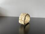Vintage Breed Paneel Armband van Bot met Ingewikkeld Ontwerp, Ophalen of Verzenden, Gebruikt, Beige, Leer