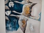Op doek zwanen. Maat 75 x 75 cm., Ophalen
